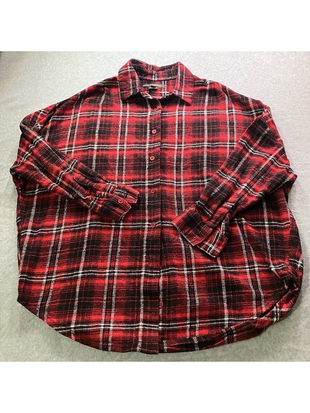 French Connection Flannel Plaid Red/Black/White Women's Size XS Button Up
